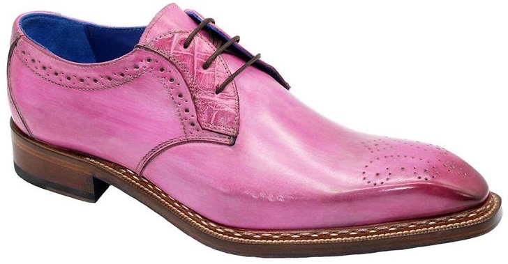 Fennix Italy "Tyler" Pink Genuine Alligator / Calfskin Lace-Up Shoes.